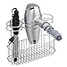 mDesign Wall Mount Hair Care, Hot Styling Tool Organizer Storage Basket for Hair Dryer, Flat Irons, Curling Wands, Hair Straighteners, Space Saving, 3 Sections - Concerto Collection - Chrome