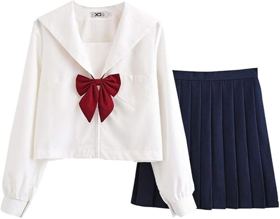 Amazon Co Jp Aculldo Jk制服 セーラー服 女子制服 学生服 3点セット 女子高校生 コスチューム コスプレ 本格制服 スクール仮装 クラスの服 春秋冬用 可愛い 清純 學院風 学園祭 文化祭 仮装 服 ファッション小物