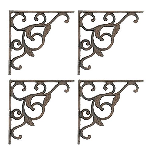 Upper deck 4 antique leaf cast iron wall brackets 9 inc…
