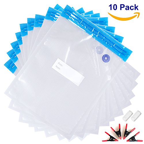 Click Here to See More Images Sous Vide Bags,VATTO Vacuum Sealer Storage Bags for Food Storage & Cooking,2 Bag Sealing Clips and 4 Sous Vide Clips, Reusable & BPA Free, 10-Pack