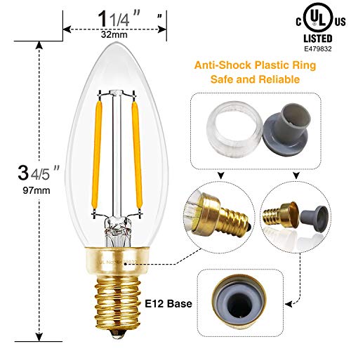 Hizashi Candelabra LED Light Bulbs 25 Watt, Dimmable Chandelier Light