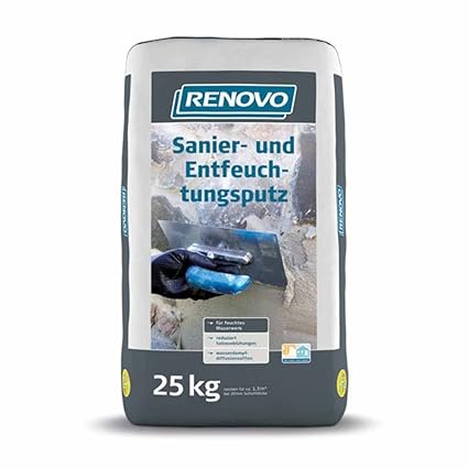 Sanier und Entfeuchtungsputz 25 Kg Putz Feuchtigkeit Entwässern Renovo