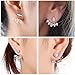 JieyueJewelry 4 Pairs Lotus Flower Earrings Stud Jacket Earrings Simple Chic Earrings Back Cuffs Stud Earring sets for Women Girls(Silver)