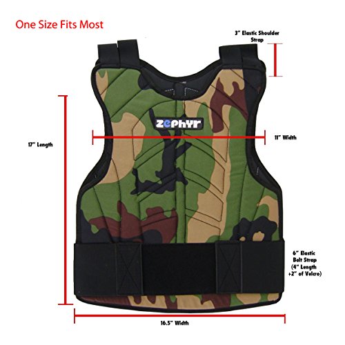 Zephyr Sports Padded Chest Protector - Reversible Woodland Camo
