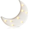 Ganrami White Moon Decor Bedroom - Battery Powered Moon Night Light for Kids' Room, Nursery Wall Decor