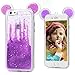 Case Compatibe with iPhone 6S Plus, iPhone 6 Plus, YOKIRIN Luxury 3D Glitter Cute Ears Transparent Plastic Bling Sparkle Stars & Love Heart Flexiable Soft TPU Gel Silicone Protective Cover, Purple