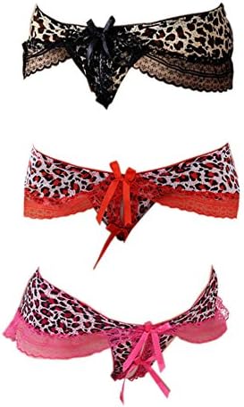 JoyciLeopardXL 3-Pack Sexy Leopard Print Underwear Lace Spicy Underpant (B)