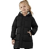 PATPAT Girls Puffer Jacket Size 4-8 Years Hooded Heavyweight Padded Winter Coat Medium Length Quilted Outwear for Little Kids