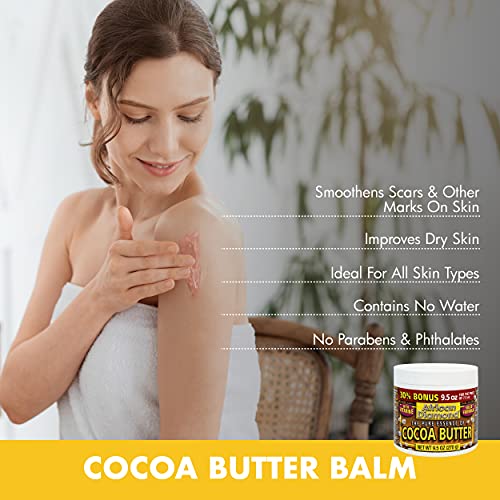 Cocoa Butter & Vitamin E Balm by African Diamond 9.5 Oz Deep Moisturizer for Dry Skin, Body