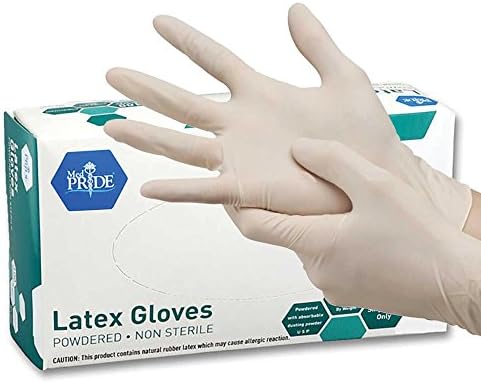 MedPride General Purpose Powdered Latex Gloves, Large, Case/1000 (10 Boxes of 100)