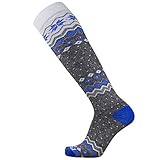 Midweight Ski Socks – Warm Skiing Sock, Snowboard Socks – Merino Wool, Moisture Wicking Winter Socks (S, Grey/Blue)
