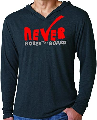 'NEVER' Never Bored Tri-Blend Fashion Hoodie by Unleaded for Skateboard Longboard and Surf (Large, Black)