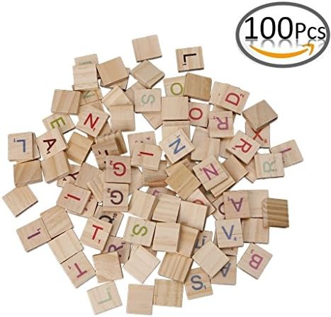 TMO Letters Scrabble Tiles Pre-Kindergarten Toys Colorful Scrabble Letters Wooden Scrabble Tiles Alphabet Block Alphabet Toy for Crafts, Pendants,100 Pcs