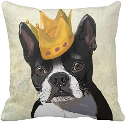 Boston Terrier And Crown Throw Pillow Case
