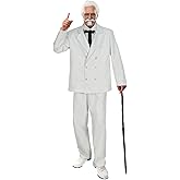 Todeeral Mens Colonel White Suit Fried Chicken Food Fancy Costume Outfit