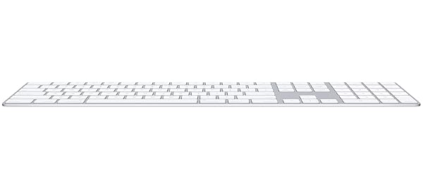 APPLE MAGIC KEYBOARD WITH NUMERIC KEYPAD: WIRELESS, BLUETOOTH, RECHARGEABLE. WORKS WITH MAC, IPAD, OR IPHONE; US ENGLISH – WHITE