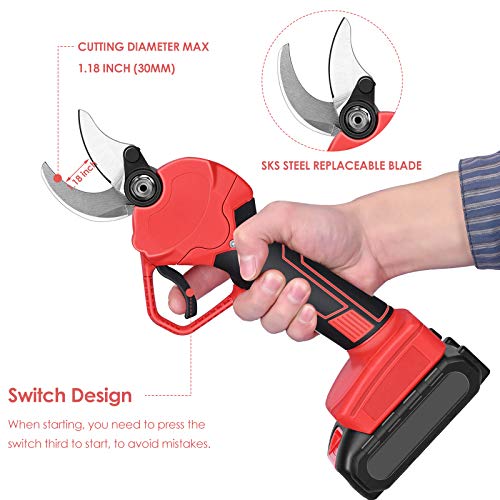 Elektrische Gartenschere, 25mm Schnittdurchmesser Schnurlose Elektrische Astschere mit 2 Batteries Professionelle Akku… – Bild 6