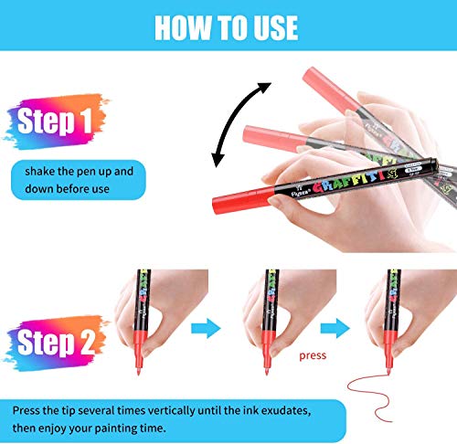 Acrylic Paint Pens, 12 Colors Acrylic Marker Pens Permanent Drawing Pens for Rock Painting,Gift Card Making, Painting, DIY Photo Album, Scrapbook Crafts,Journal,Doodling,Planning,Highlighting