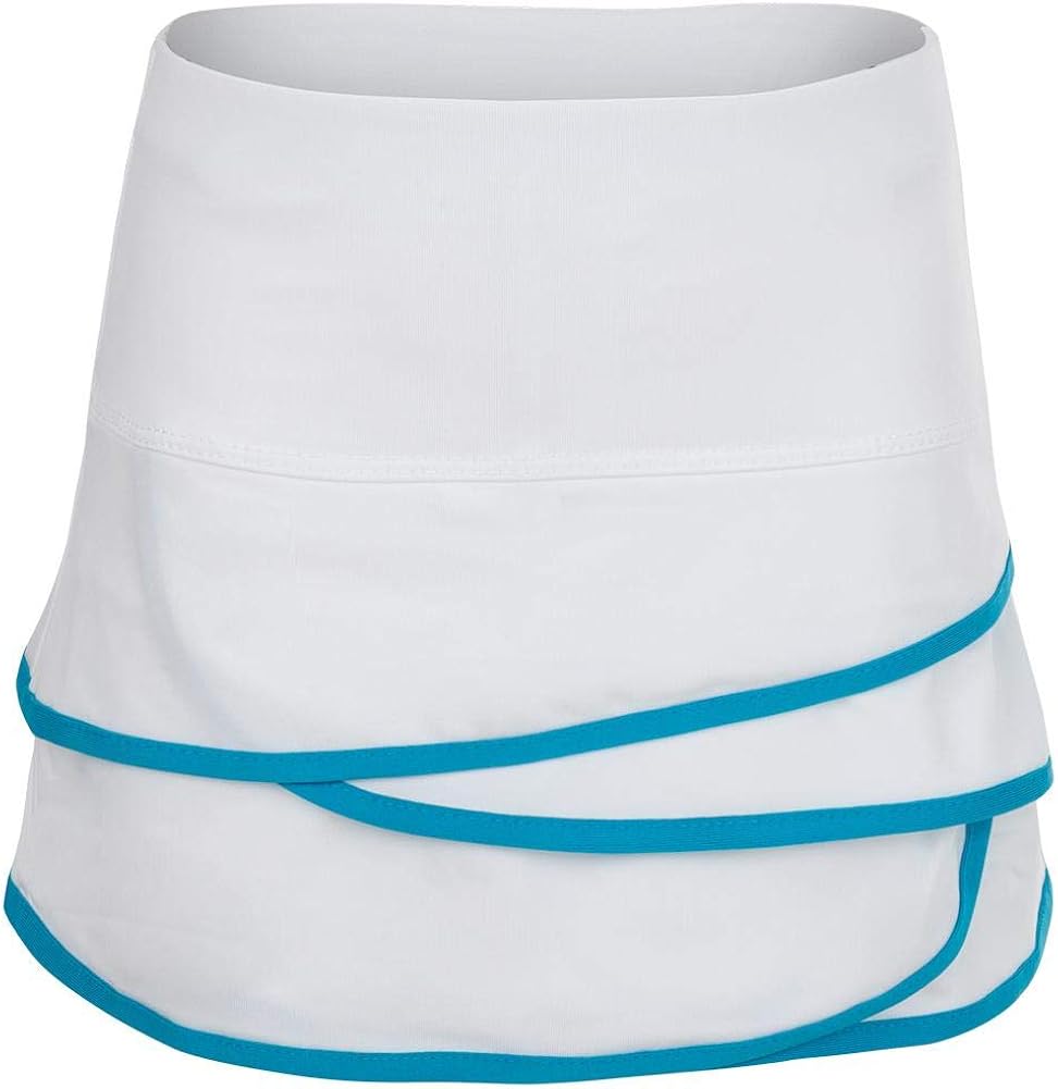 Lucky In Love Square are You Girls Scallop Skirt - White/Turquoise: Clothing