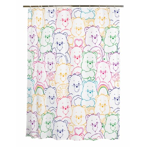 Franco Care Bears Premium PEVA douchegordijn, lichtgewicht, waterdicht, kunststof, standaard maat, badkamergordijn, (100% officieel gelicentieerd product)