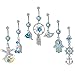 FINREZIO 14G Stainless Steel Dangle Belly Button Rings for Women Girls Body Piercing Jewelry Set 7Pcs (Blue)