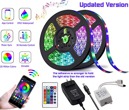 LED Strip Lights with Remote Control Color Changing LED Light Strip,WiFi Music Sync LED Light Strips,RGB Waterproof LED Lights Rope Lights for Bedroom TV Wall Kitchen Mirror Dorm Christmas Kids