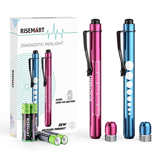 RISEMART Pen Light, Nurse Led Medical Penlight with Pupil Gauge for