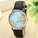 Luweki New Global Travel By Plane Map Women Dress Watch Denim Fabric Band Blue