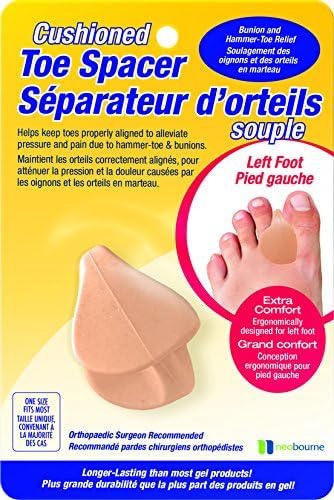 Silicon Cushioned Toe Spacer Straightener for Hammer Toe and Bunion Relief (1 Toe Spacer, Left Foot)