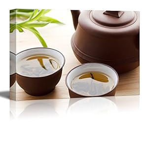 Canvas Prints Wall Art - Still Life Green Tea and Tea Cup | Modern Wall Decor/Home Decoration Stretched Gallery Canvas Wrap Giclee Print & Ready to Hang - 12" x 18"