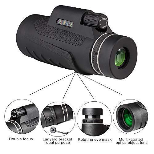 CELINELLE Monocular Telescope 12x50 High Power Waterproof Monocular with Scope Phone Mount & Tripod Monocular Compact Scope BAK4 Prism FMC Monoculars Adults Hunting Birdwatching Camping Travelling