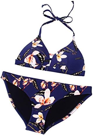CINDYSMILE Women's Halter Bikini Set Floral Bathing Swimsuit