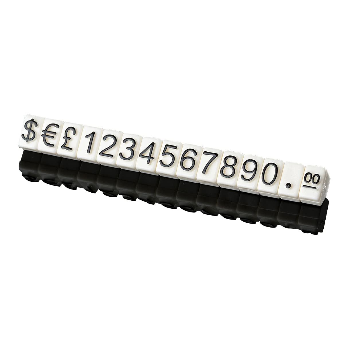 Digital Price Tag, 5mm Height Counter Commodity Price Label Tag, £ € $ Arabic Number Price Display Board, White Base Black Word, 1 Set