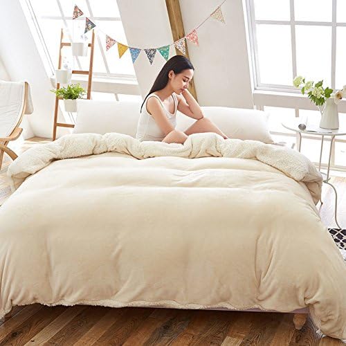 Winter thickened double layer warm coral velvet quilt,Solid color路Flannel thickened double quilt cover Pure color bedroom quilt-D 200x230cm(79x91inch)