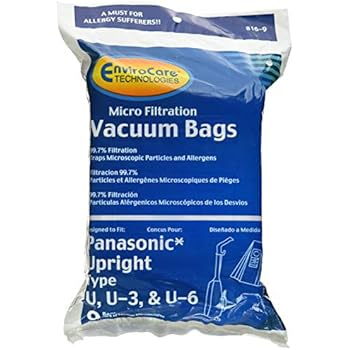 EnviroCare Replacement Micro Filtration Vacuum Cleaner Dust Bags for Panasonic Types U, U-3, U-6-9 Pack