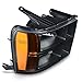 AUTOSAVER88 Headlight Assembly Compatible with 2007-2013 GMC Sierra 1500/2007-2014 Sierra 2500HD 3500HD Black Housing with Amber Reflector Clear Lens
