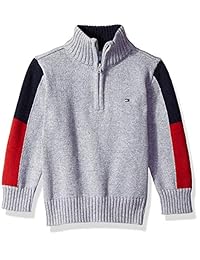 Tommy Hilfiger suéter de manga larga con media cremallera para niño
