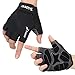 Trideer UltraLight Cycling Gloves (Half Finger) – Breathable Lycra & Anti-Slip Shock - Absorbing Silica Gel Grip, Mountain Road Bike Gloves Men/Women (Black, L (Fits 8.0-8.7 inches))