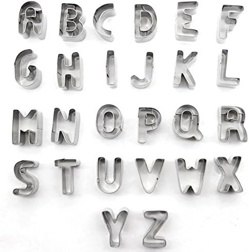 Cutters yoohome Stainless Steel Pastry Cutters Set of 26 Alphabet Letters Cookie Cutters for Biscuits and Sugarpaste, Cakes etc