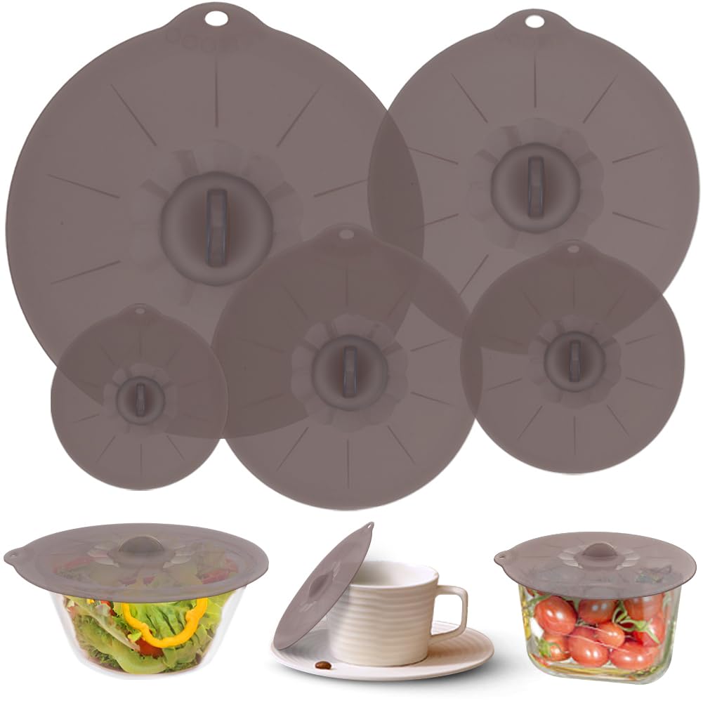 Photo 1 of Silicone Lids for Pots and Pans - Silicone Lids for Food and Bowl Covers for Food Safe BPA Free Silicone Bowl Covers Microwave Cover(Gray)
