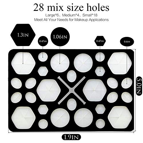 BEAKEY Makeup Brush Drying Rack Air Tree Tower Organizer Folding Brush Holder Cosmetic Shelf Tools [Updated Version]-28 Holes Mix Size, Black - Thumbnail 3