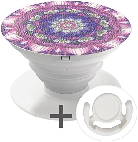 INNERSO Pop Grip Mandala Multifunction Socket Holder &amp; Mount, Expansion Stand iPhone Foldable Stands, Phones &amp; Tablets - Purple Floral Kaleidoscope Mandala (2 Pcs)