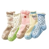 Deer Mum 4 Pairs Girl's Colorful Differnt Patterns Socks