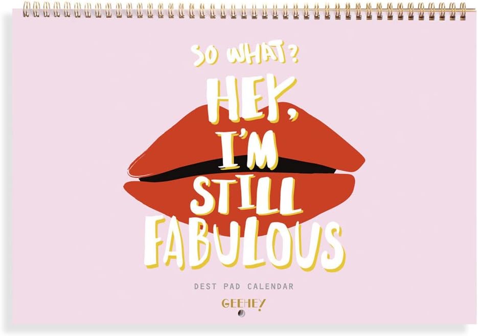 ‘FABULOUS’ Desk Pad Calendar, Undated Planner, Decorative Stickers Included, Wire Bound Monthly Planner Desk Blotter Personal Organizer Scheduler Agenda, 12 Months, 15” X 10.2” (Pink)