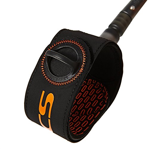 FCS Freedom Series Surfboard Leash - 6' feet - Orange - High Tensile Over-Braided Nylon Cord