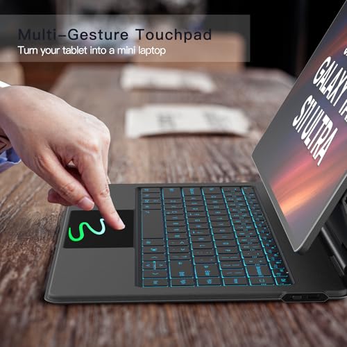 Funda con Teclado para Samsung Galaxy Tab S11 Ultra 14.6", Diseño Flotante Tipo Magic, Soporte Magnético, Modo Dex con un Clic, Tecla IA, Trackpad Integrado, Retroiluminación 7 Colores, Negro