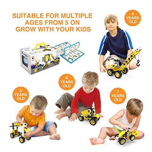 SZJJX STEM Building Toys, 100 PCS 8-in-1 Learning Construction Toys for 5 Year Old Boys, Erector Set Building Blocks Educational Toys for Kids 5-7, STEM Toys Gifts for 4 5 6 7 8 Year Old Boys Gilrs