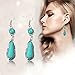Tagoo Silver Alloy Tear and Round Turquoise Long Earring