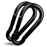 Apor Metal Carabiner Key Chain Durable Round Shape Hook Buckle Carabiner Clip for Camping, Fishing, Hiking, Traveling and More Black (2 Pcs)