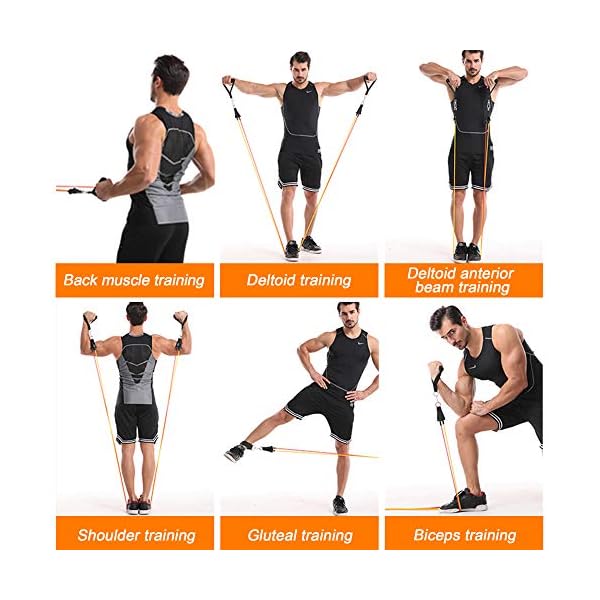 200 LBS Resistance Bands Sets, SYOSIN Resistance Bands 14pcs Exercise Bands Stackable 6 Body Training Tubes with 4 Handles, Ankle Straps, Door Anchor Home&Gym Workout Fitness Bands Set